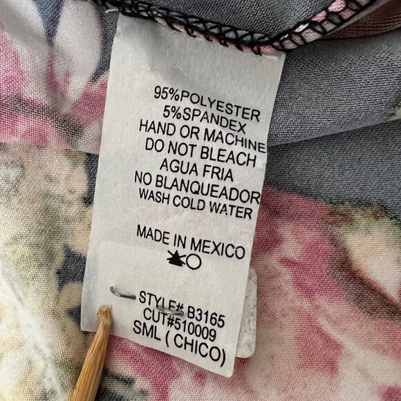 Betsy Red Couture Black w Large Floral Print A Line Stretch Pockets Size S - Picture 6 of 6